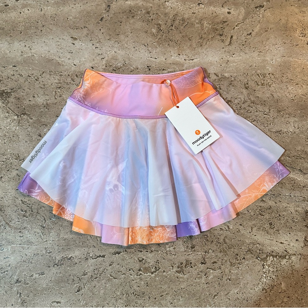 MOODYTIGER Girl’s Fairy Printed Skirt - Color Gradient Buzz Orange - Size 6